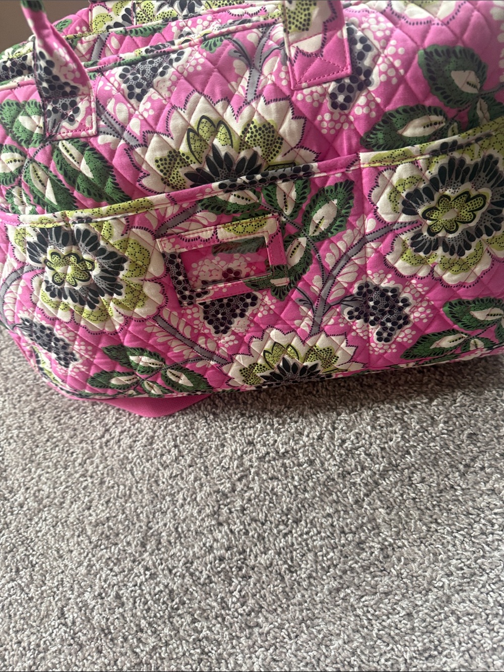 Vera Bradley Quilted Pink Floral Travel Duffel Bag - Picture 3 of 4